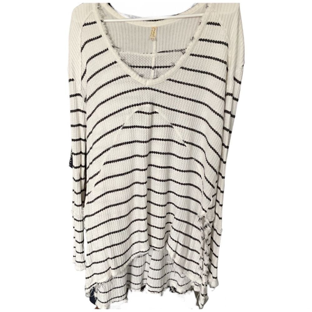Free People Oversized V Neck Striped Top size M
